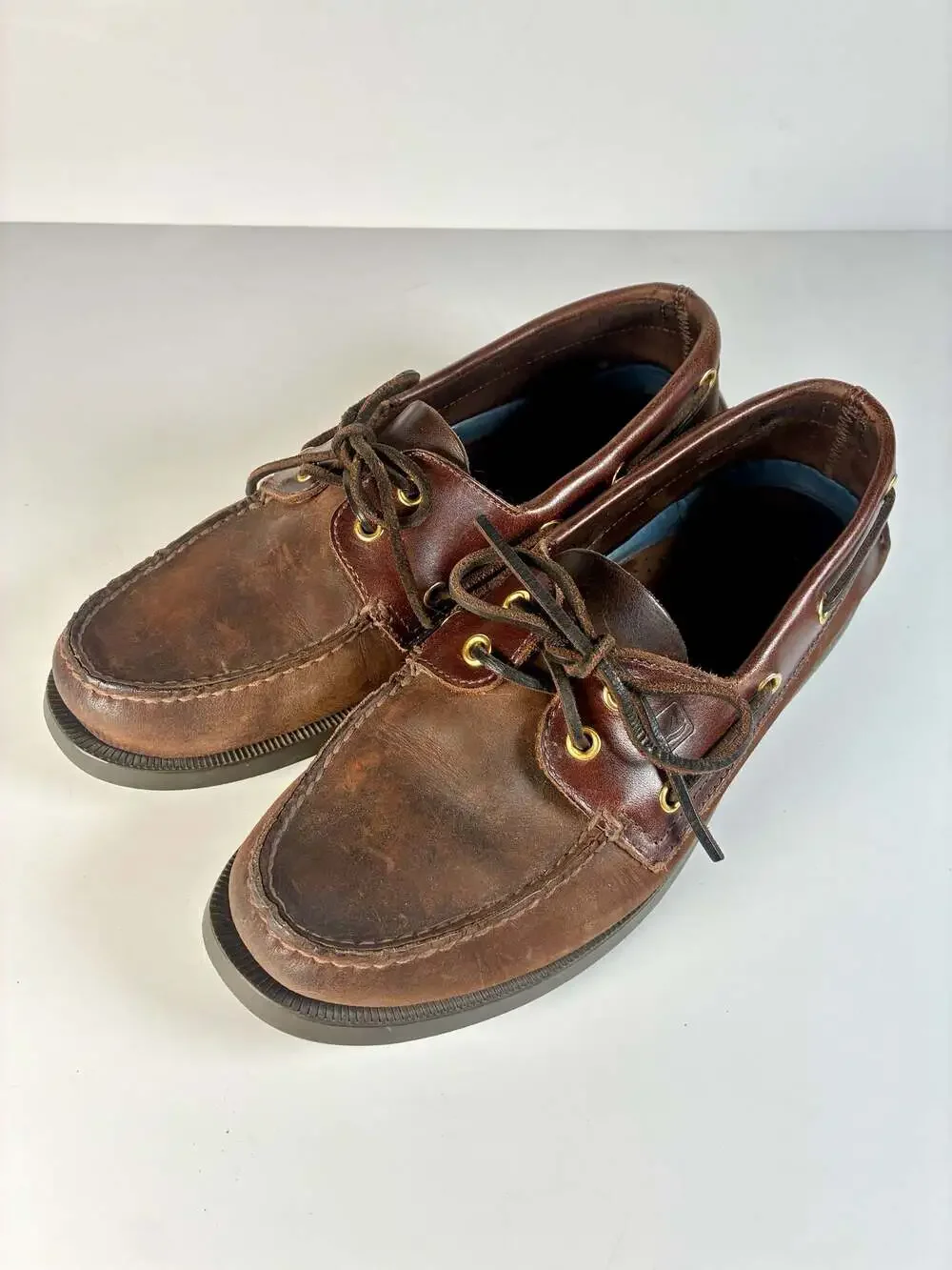 Sperry Top-Sider Authentic Original 2-Eye Brown Leather Boat Shoes Moccasins